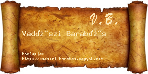 Vadászi Barabás névjegykártya